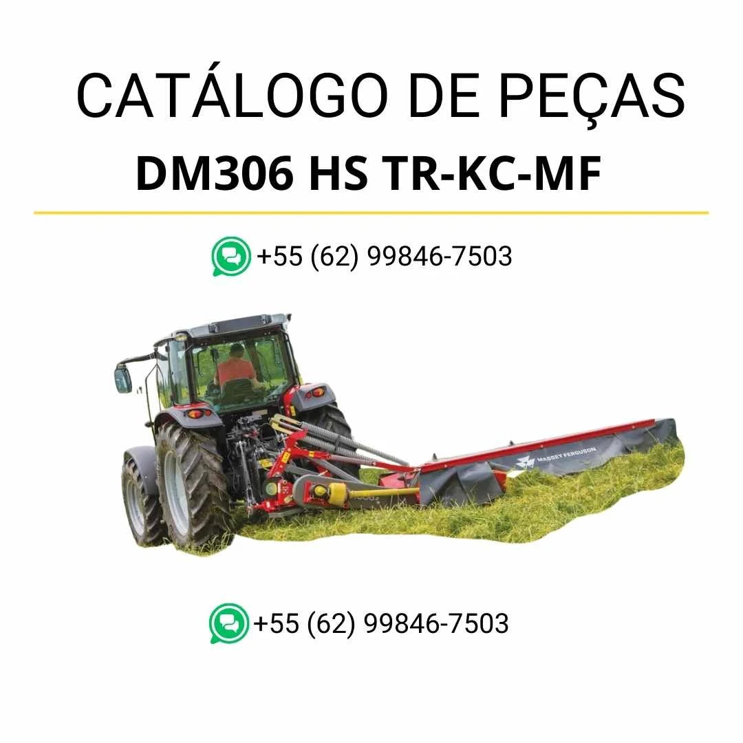Catálogo de peças Massey Ferguson DM306 HS TR-KC MF AKK em PDF com diagramas ilustrados e identificação detalhada dos componentes da cortadora