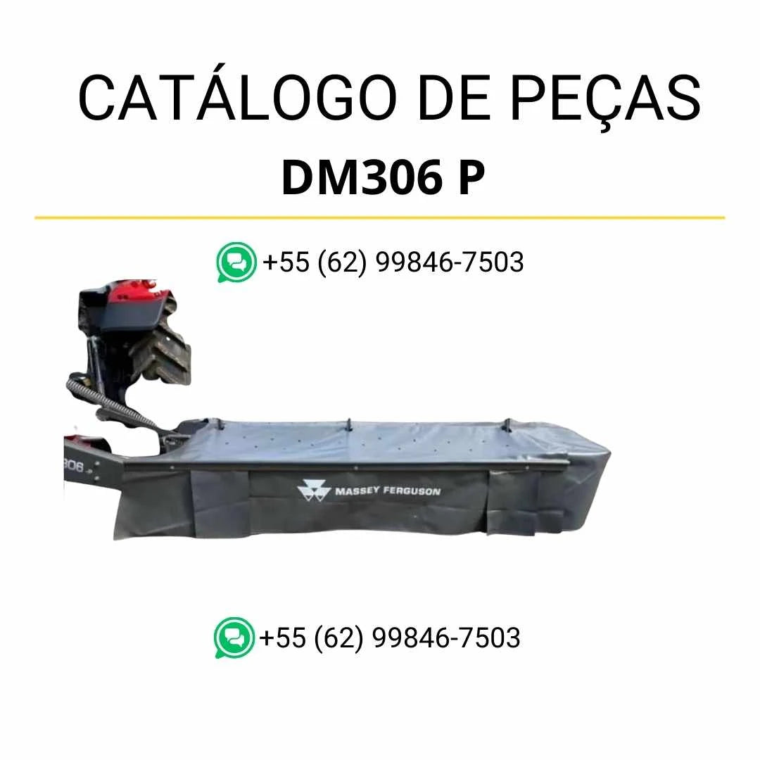 Catálogo de peças Massey Ferguson DM306 P MF AHR em PDF, com diagramas ilustrados e identificação detalhada dos componentes da cortadora