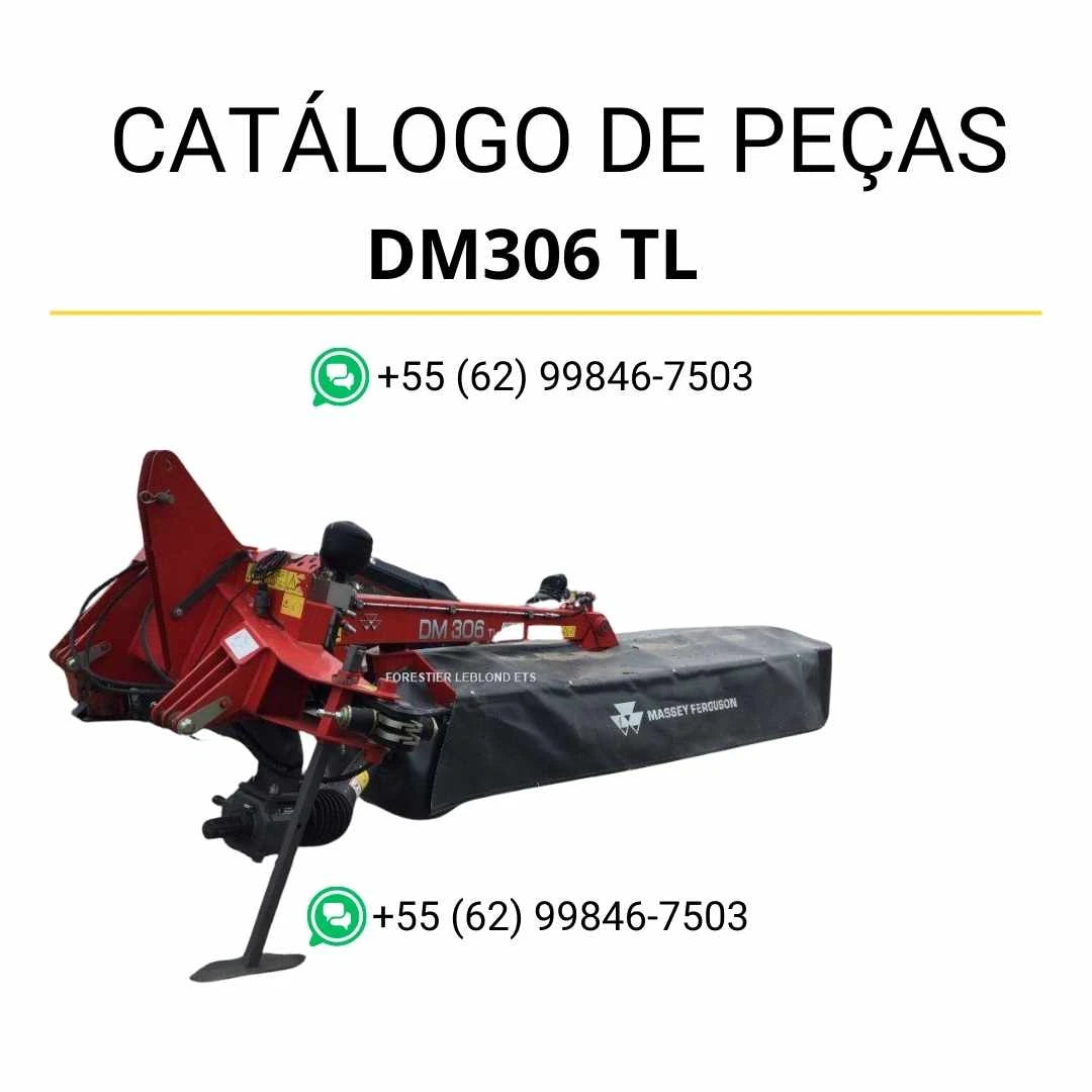 Catálogo de peças Massey Ferguson DM306 TL ABV em PDF com ilustrações técnicas e identificação completa dos componentes da cortadora