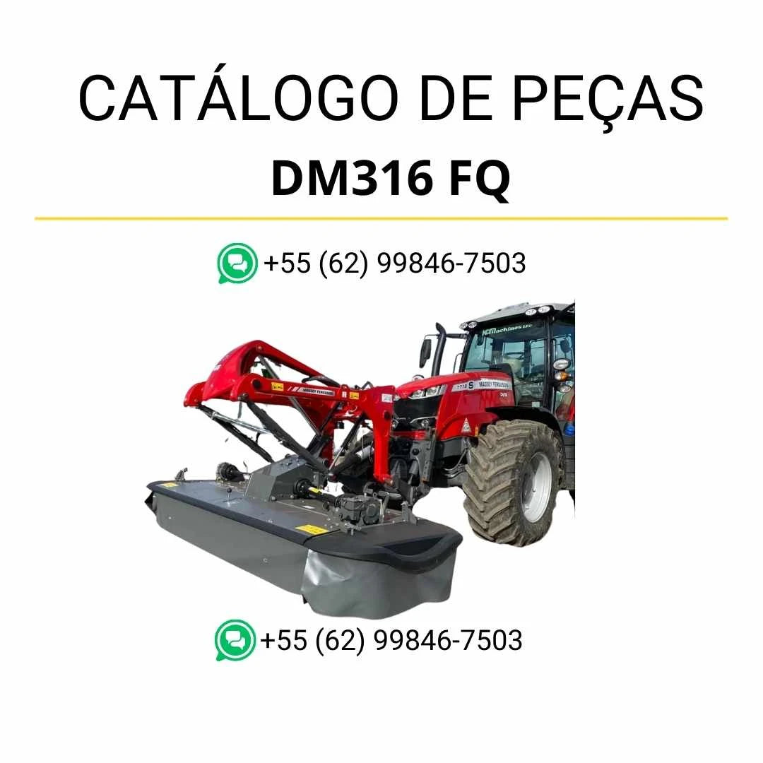 Catálogo de peças Massey Ferguson DM316 FQ MF em PDF com vistas explodidas e identificação completa dos componentes da cortadora