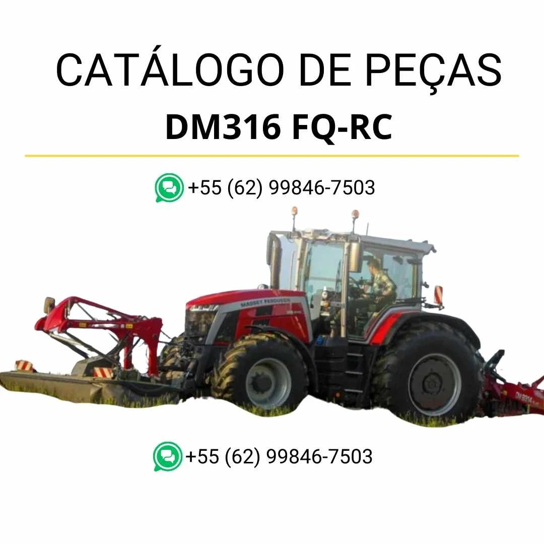Catálogo de peças Massey Ferguson DM316 FQ RC MF em PDF com ilustrações técnicas e identificação completa dos componentes da cortadora