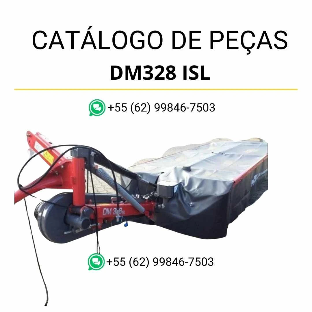 Catálogo de peças Massey Ferguson DM328 ISL NVD em PDF com ilustrações técnicas e identificação completa dos componentes da cortadora