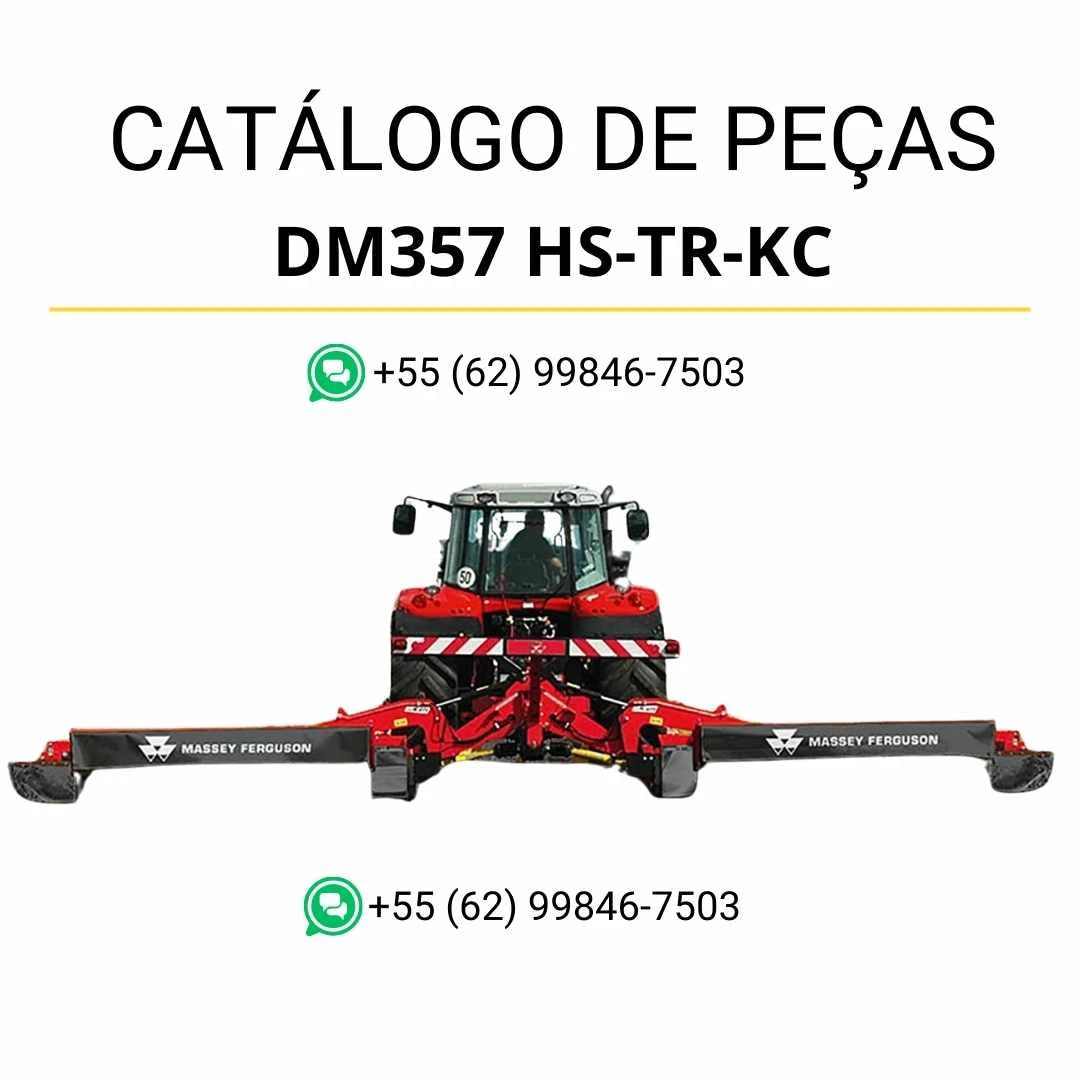 Catálogo de peças Massey Ferguson DM357 HS-TR-KC MF NUV em PDF com ilustrações técnicas e identificação completa dos componentes da cortadora