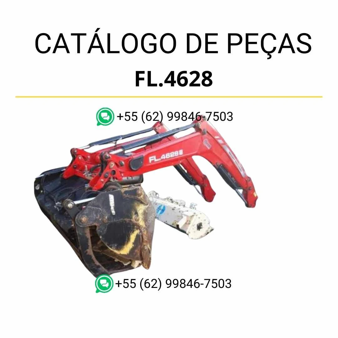 Catálogo de peças Massey Ferguson FL.4628 em PDF com ilustrações técnicas detalhadas do carregador frontal e identificação dos componentes
