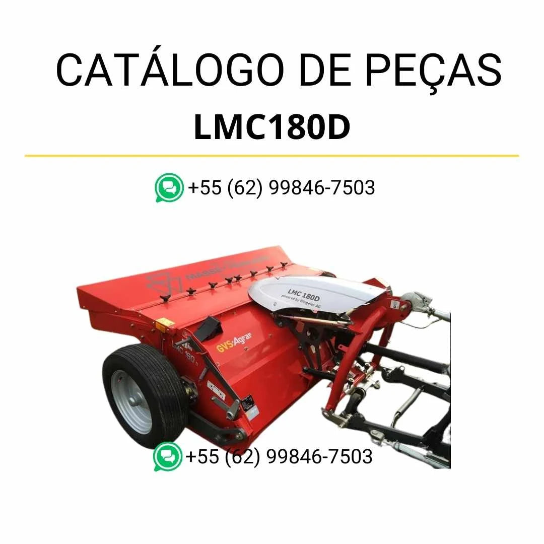 Catálogo de peças Massey Ferguson LMC180D AKN Cortadora em PDF com diagramas ilustrados e identificação detalhada dos componentes
