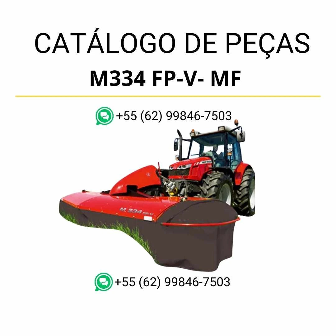 Catálogo de peças Massey Ferguson M334 FP-V MF AMC Cortadora em PDF com ilustrações técnicas e identificação detalhada dos componentes