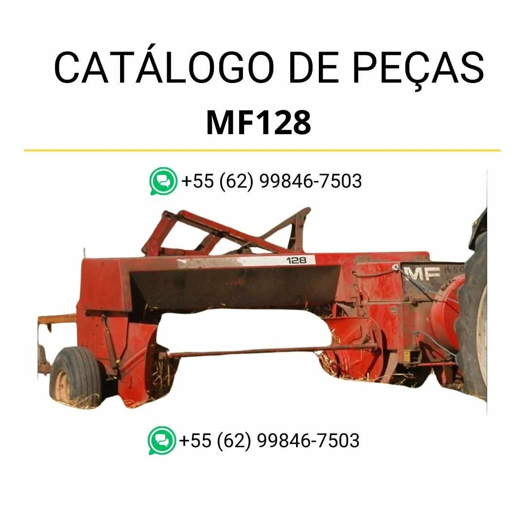 Catálogo de peças Massey Ferguson MF128 Enfardadeira em PDF com ilustrações técnicas e identificação completa dos conjuntos e componentes