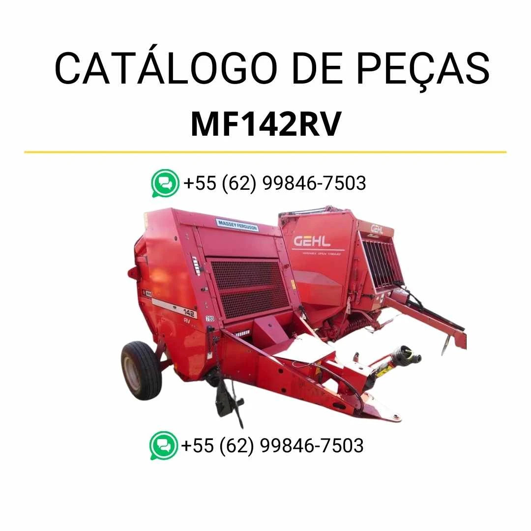 Catálogo de peças Massey Ferguson MF142RV Enfardadeira Redonda em PDF com diagramas técnicos e identificação completa dos componentes