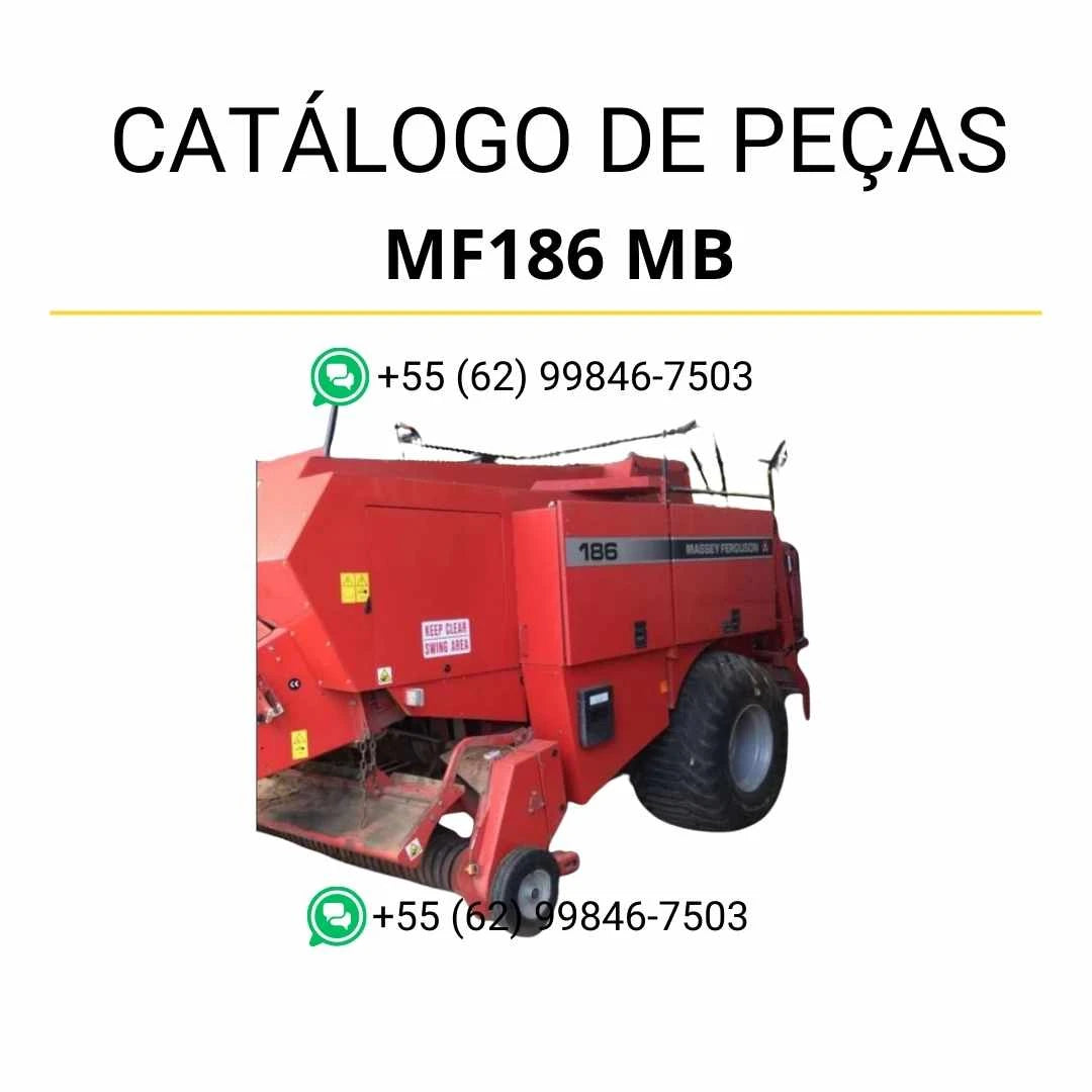 Catálogo de peças Massey Ferguson MF186 MB Enfardadeira Quadrada em PDF com diagramas técnicos e identificação detalhada dos componentes