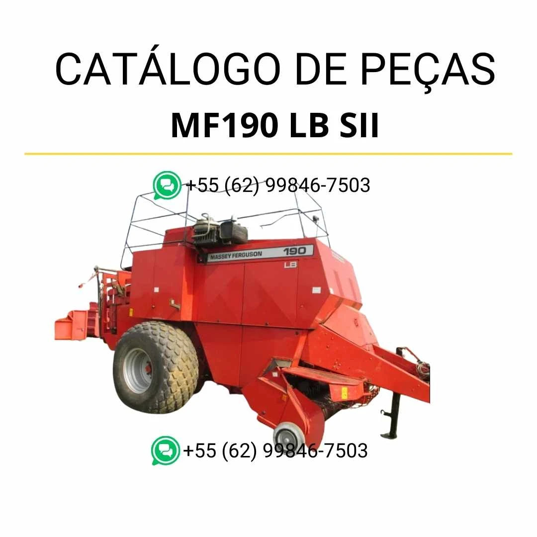 Catálogo de peças Massey Ferguson MF190 LB SII Enfardadeira em PDF com ilustrações técnicas e identificação detalhada dos conjuntos e componentes