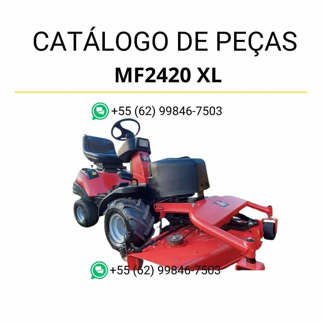 Catálogo de peças Massey Ferguson MF2420 XL cortador em PDF, com diagramas técnicos detalhados e identificação completa dos componentes.