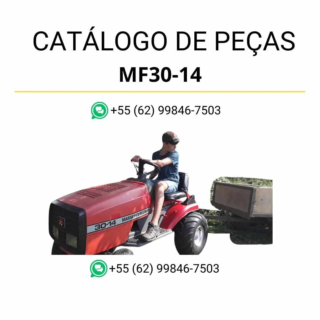 Catálogo de peças Massey Ferguson MF30-14 cortador em PDF, com ilustrações técnicas e identificação completa dos componentes de manutenção.