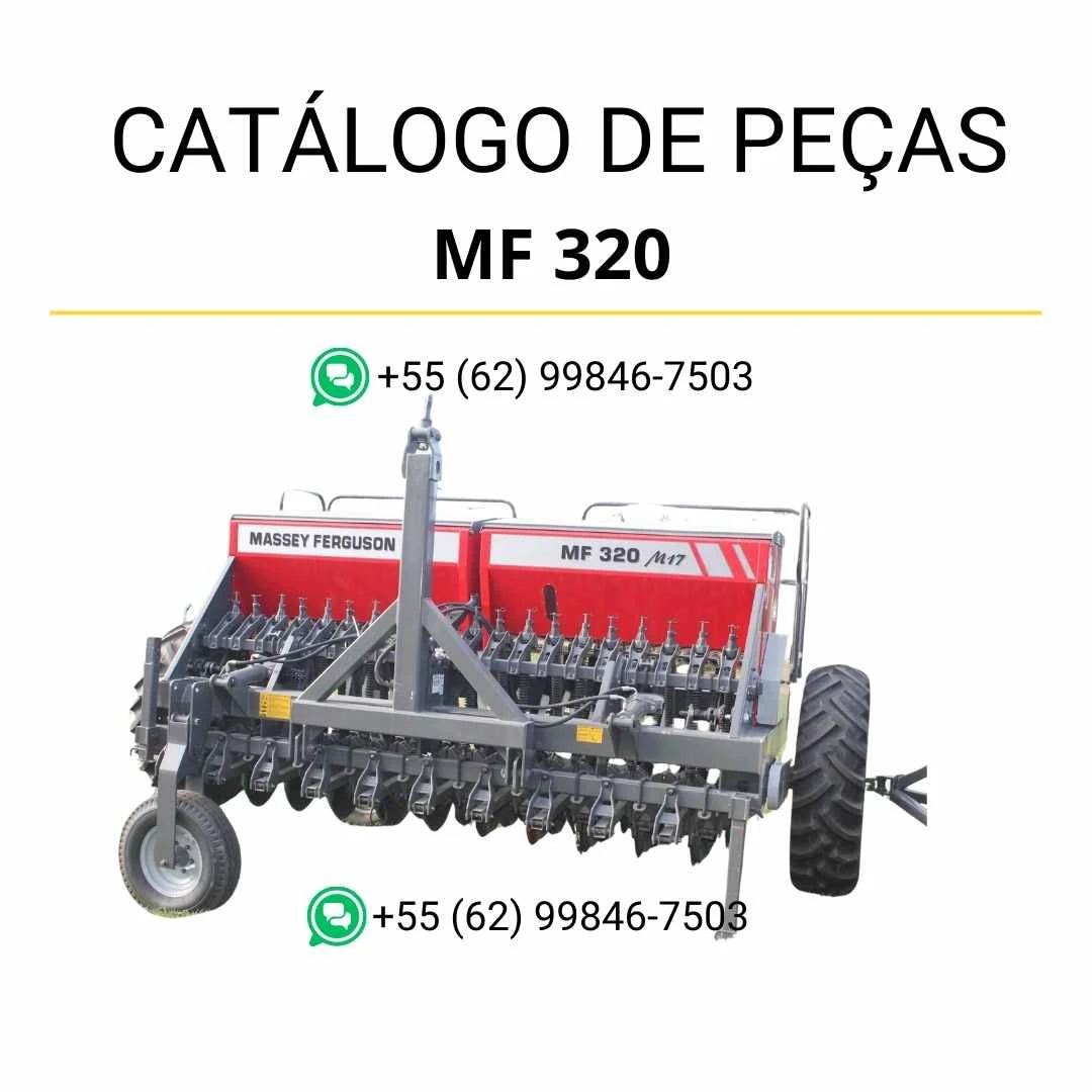 Catálogo de peças Massey Ferguson MF320, MF322 e MF326 em PDF, com lista técnica de componentes e diagramas completos da semeadora.