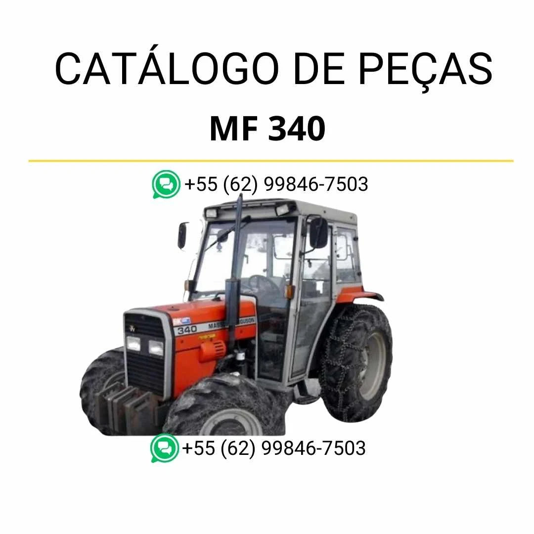 Catálogo de peças Massey Ferguson MF 340 em PDF com diagramas técnicos e identificação detalhada dos componentes do trator