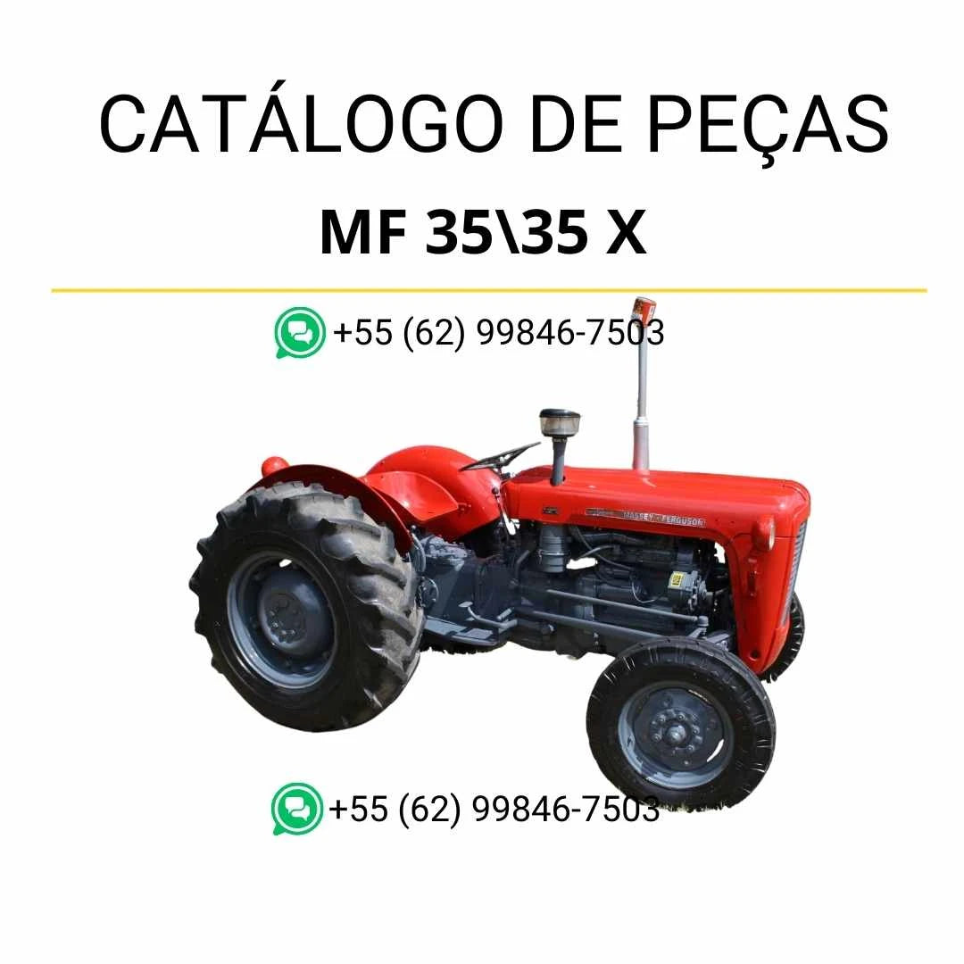 Catálogo de peças Massey Ferguson MF 35 e 35X em PDF com diagramas detalhados e identificação técnica dos componentes do trator
