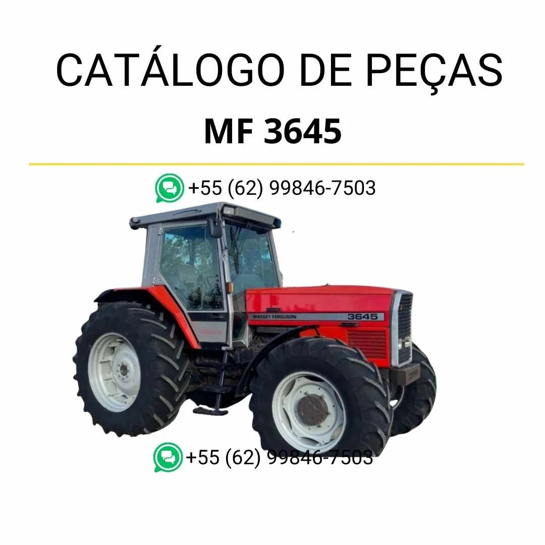 Catálogo de peças Massey Ferguson MF 3645 em PDF com mais de 500 páginas, diagramas técnicos e identificação completa dos componentes