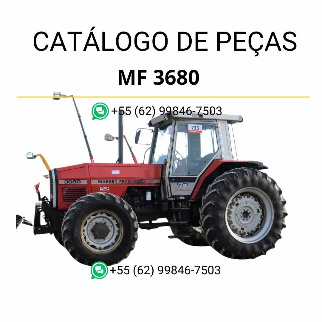 Catálogo de peças Massey Ferguson MF 3680 em PDF com diagramas técnicos completos e identificação detalhada dos componentes do trator