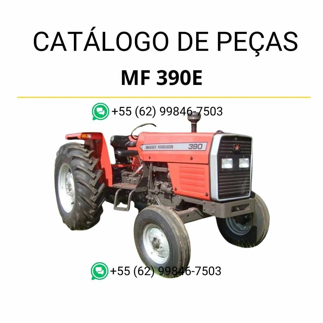 Catálogo de peças Massey Ferguson MF 390E em PDF, com vistas explodidas e identificação completa dos componentes do trator