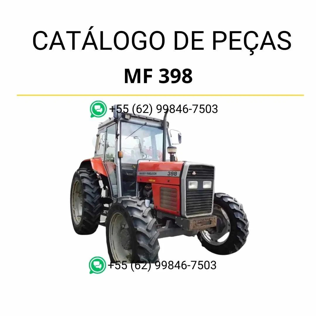 Catálogo de peças Massey Ferguson MF 398 em PDF com diagramas completos, vistas explodidas e identificação dos componentes do trator