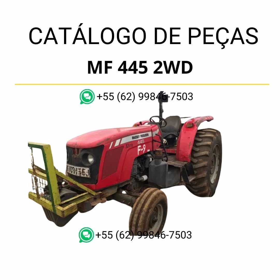 Catálogo de peças Massey Ferguson MF 445 2WD em PDF, com ilustrações técnicas e lista completa de componentes do trator