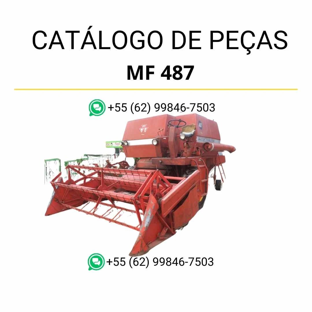 Catálogo de peças PDF Massey Ferguson MF 487 e 506, motor de combine com diagramas técnicos e identificação detalhada dos componentes.