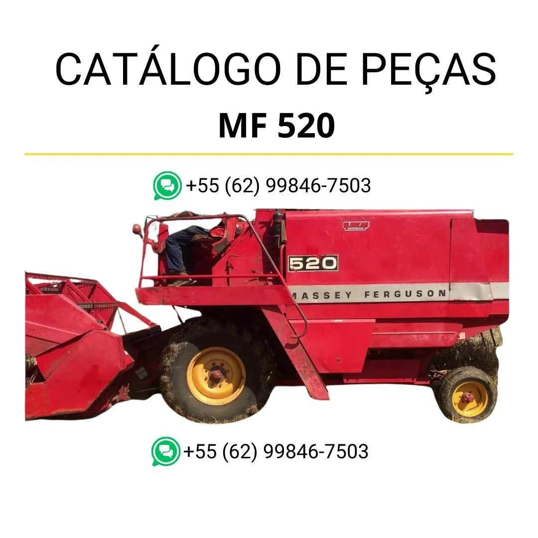 Catálogo de peças Massey Ferguson MF 520 e 525 em PDF, com ilustrações técnicas e lista detalhada de componentes das colheitadeiras
