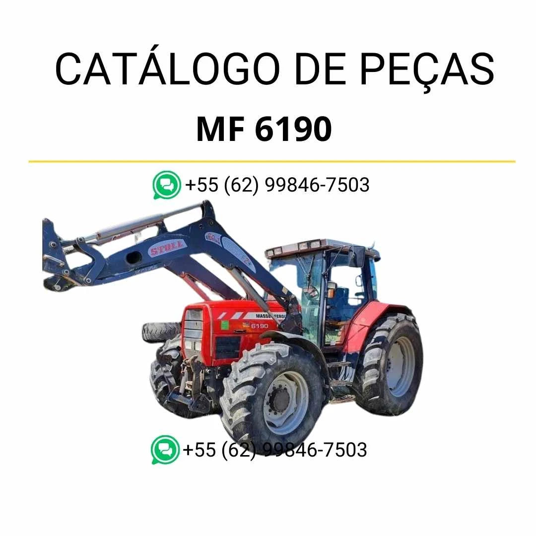 Catálogo de peças Massey Ferguson MF 6190 em PDF com diagramas técnicos completos e identificação detalhada dos componentes do trator