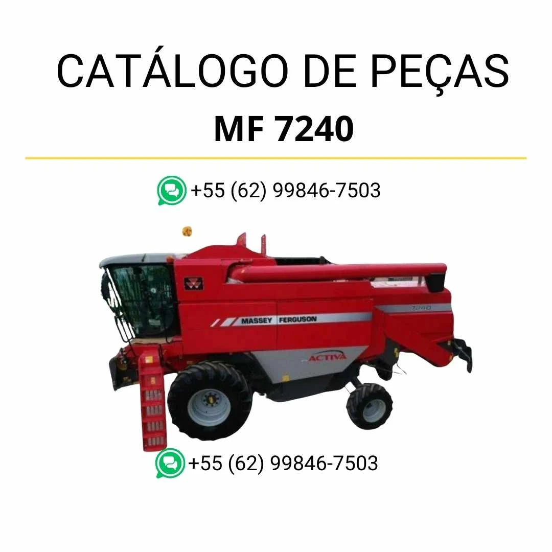 Catálogo de peças PDF Massey Ferguson MF 7240 combine, com diagramas detalhados e identificação técnica completa dos componentes da colheitadeira.