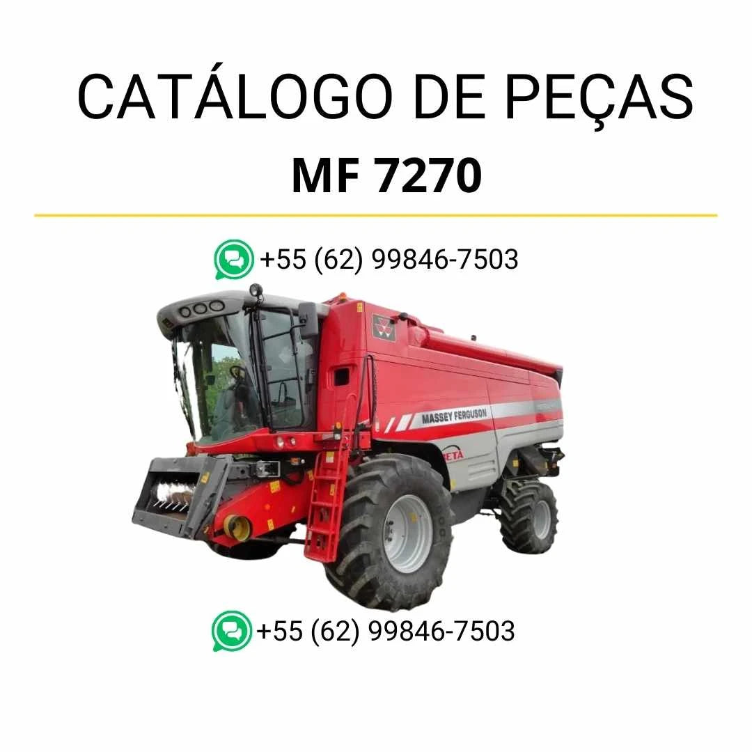Catálogo de peças PDF Massey Ferguson MF 7270 combine, com ilustrações técnicas e identificação completa dos componentes da colheitadeira.