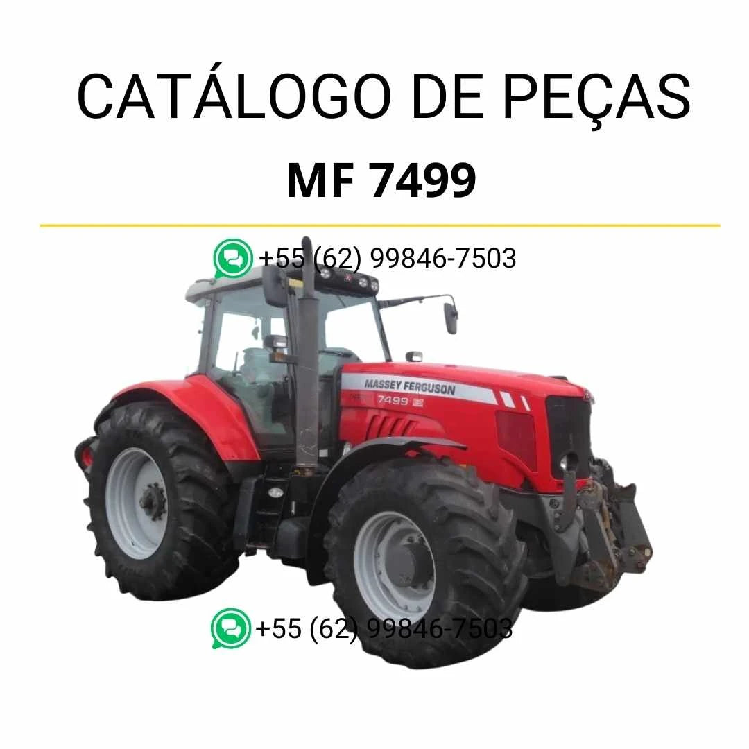 Catálogo de peças PDF Massey Ferguson MF 7499 Tier 3 para trator, com ilustrações detalhadas e identificação completa dos componentes originais.