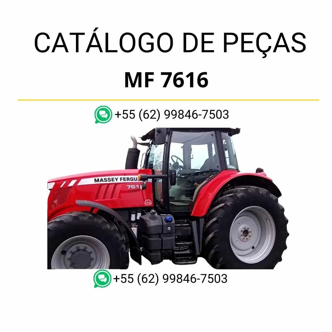 Catálogo de peças PDF Massey Ferguson MF 7616 Dyna 6 para trator, com diagramas técnicos e identificação detalhada de componentes originais.