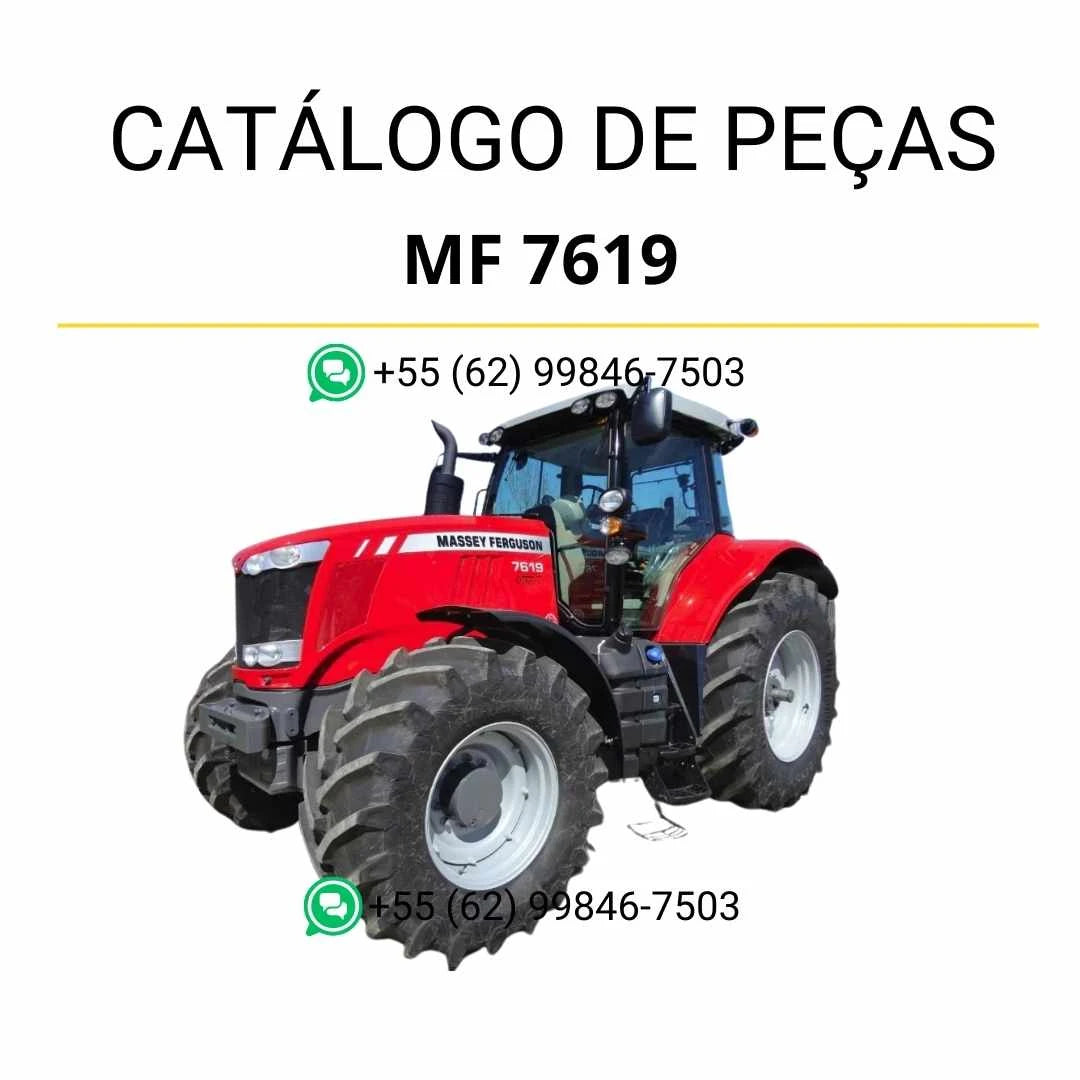 Catálogo de peças PDF Massey Ferguson MF 7619 Dyna 6 para trator, com diagramas completos e identificação técnica dos componentes.