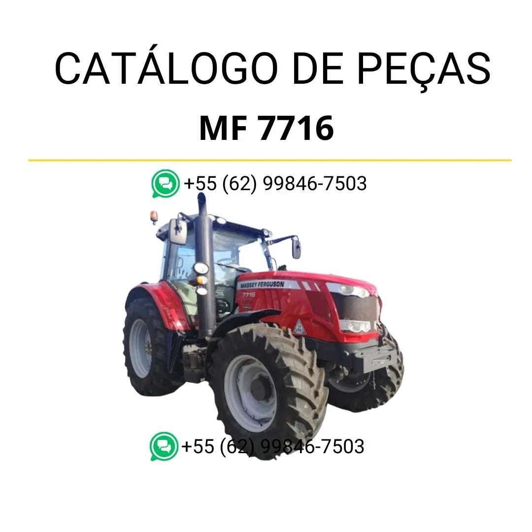 Catálogo de peças PDF Massey Ferguson MF 7716 e 7716S Dyna VT com diagramas completos e identificação de componentes do trator.