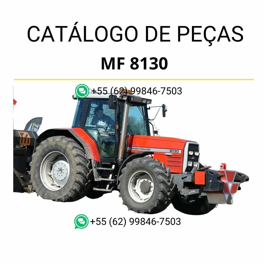 Catálogo de peças PDF Massey Ferguson MF 8130 para trator, com diagramas detalhados e referência completa de componentes originais.