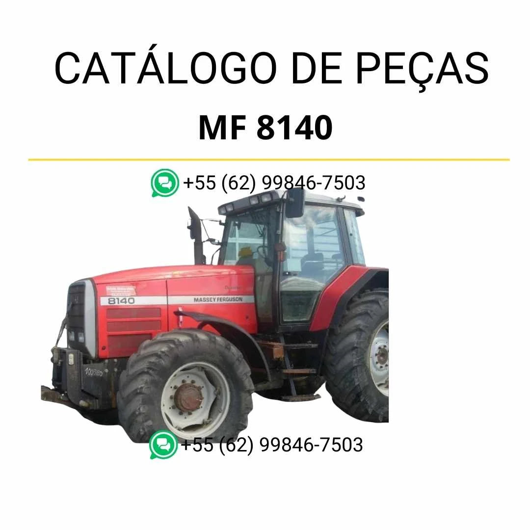 Catálogo de peças PDF Massey Ferguson MF 8140 para trator, com ilustrações técnicas e lista completa de componentes originais.