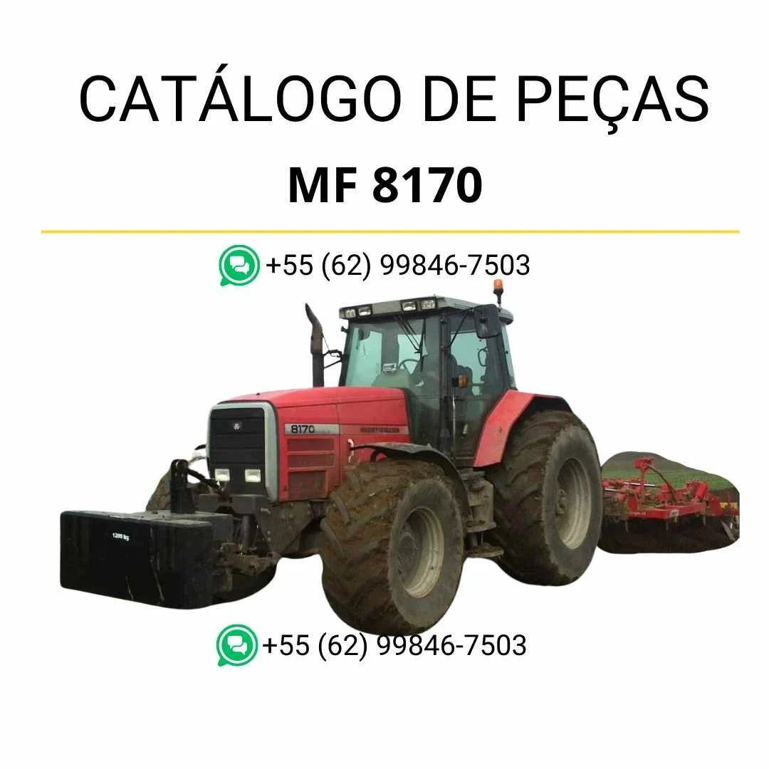 Catálogo de peças PDF Massey Ferguson MF 8170 para trator, com ilustrações técnicas e identificação completa dos componentes originais.