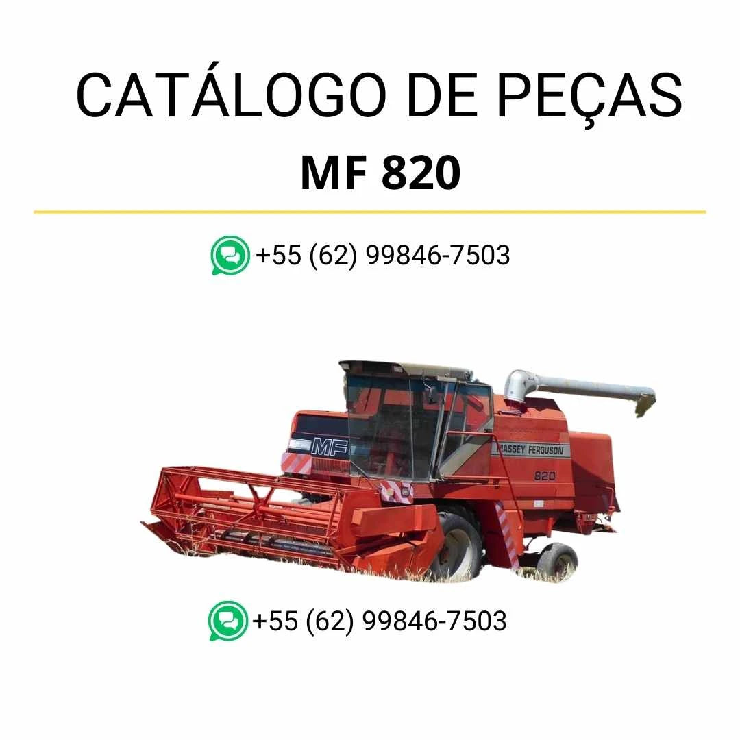 Catálogo de peças PDF Massey Ferguson MF 820 e 825 Combine, com lista completa de componentes e diagramas técnicos detalhados.
