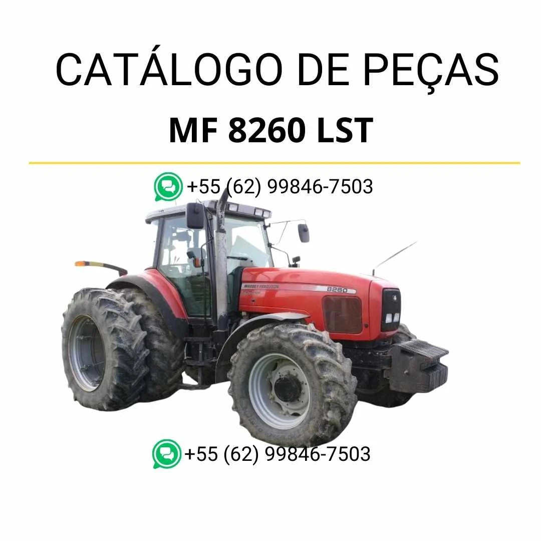 Catálogo de peças PDF Massey Ferguson MF 8260 LST para trator, com ilustrações técnicas e lista completa de componentes originais.
