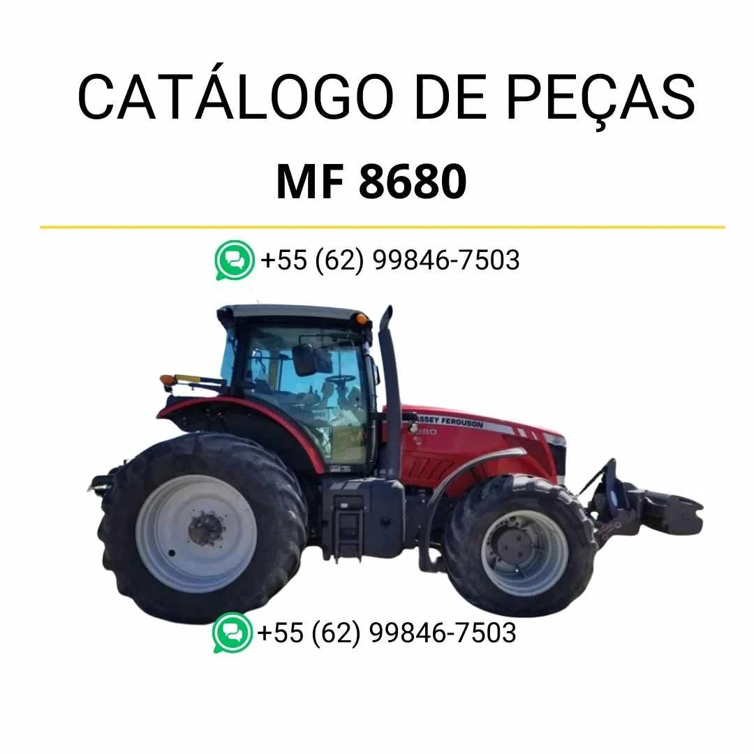 Catálogo de peças PDF Massey Ferguson MF 8680 TIER 2/3 84 CTA com diagramas técnicos e identificação detalhada de componentes.