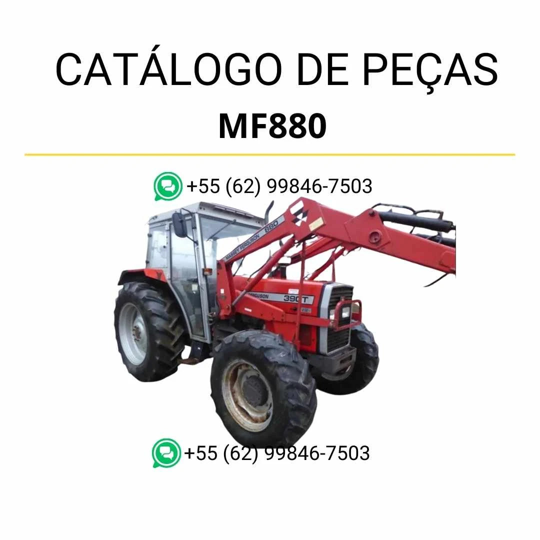 Catálogo de peças Massey Ferguson MF880, MF885 e MF888 em PDF com ilustrações técnicas detalhadas dos componentes dos carregadores