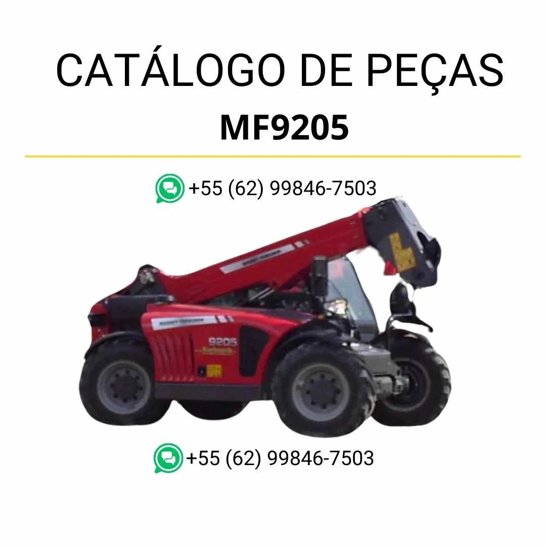 Catálogo de peças Massey Ferguson MF9205 em PDF com ilustrações técnicas completas e identificação detalhada dos componentes do manipulador
