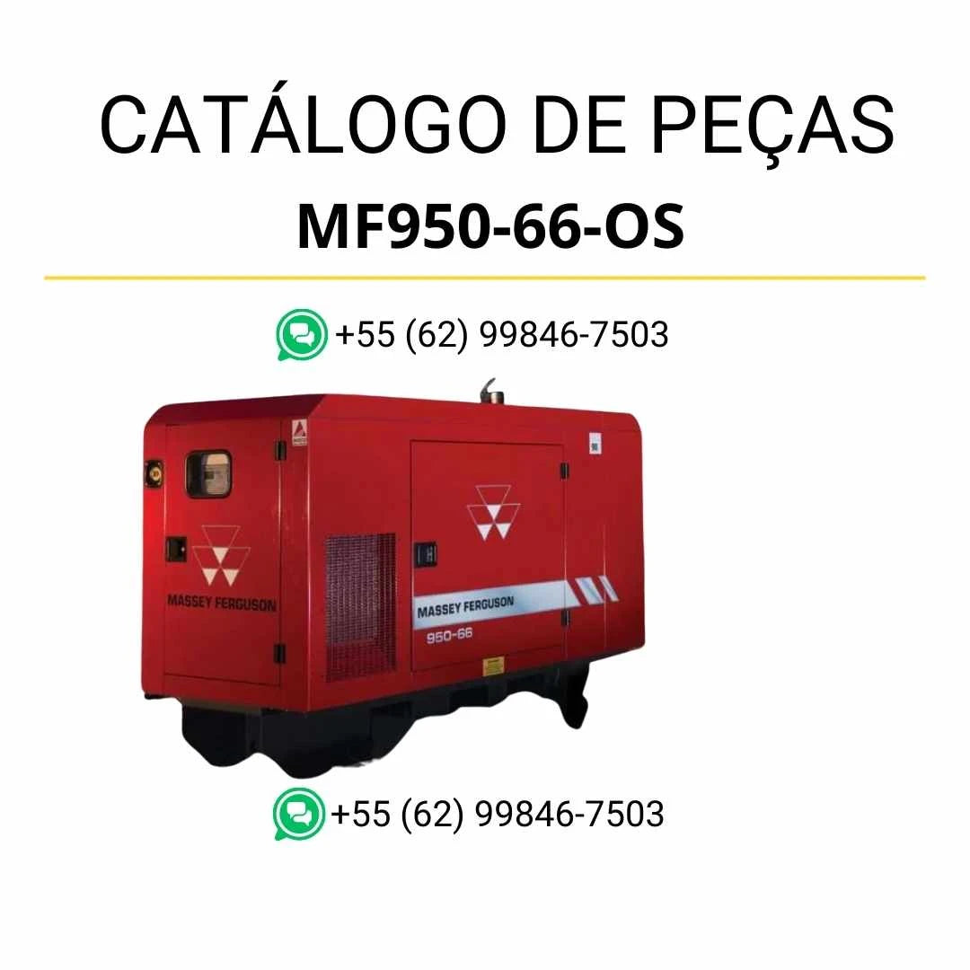 Catálogo de peças Massey Ferguson MF950-66-OS Gerador de Energia em PDF com diagramas técnicos e identificação detalhada dos conjuntos