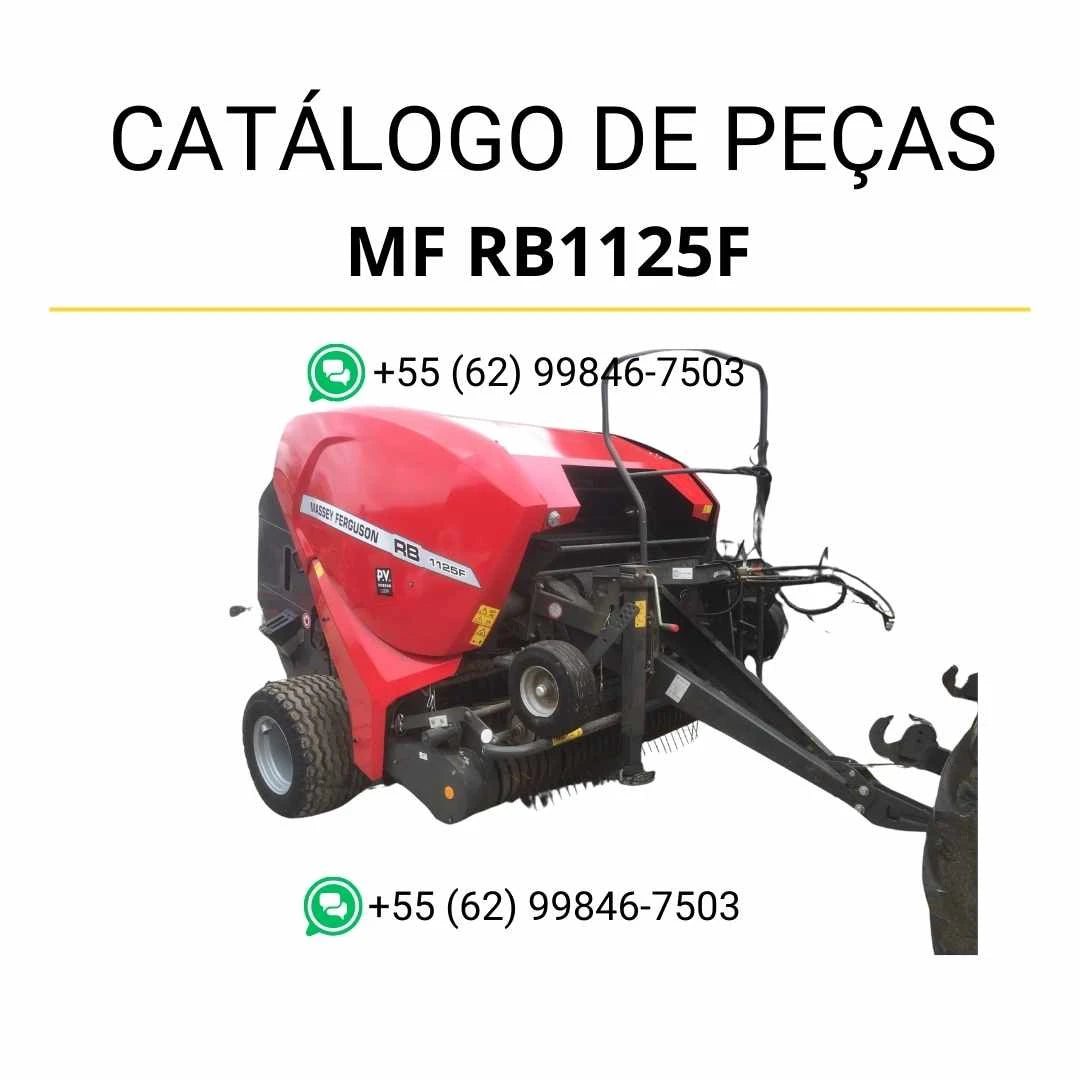 Catálogo de peças Massey Ferguson MF RB1125F Enfardadeira em PDF com ilustrações técnicas e identificação detalhada dos conjuntos e componentes