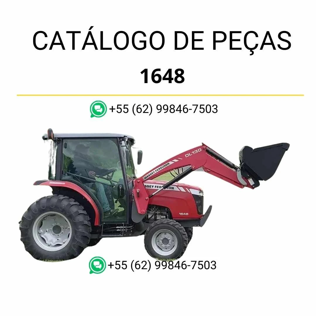 Catálogo de peças dos tratores Massey Ferguson 1648, 1652 e 1655 em PDF, com diagramas técnicos e identificação completa de componentes originais.
