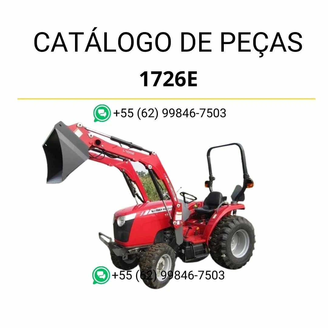 Catálogo de peças do trator compacto Massey Ferguson 1726E em PDF, com ilustrações técnicas e lista completa de componentes originais.