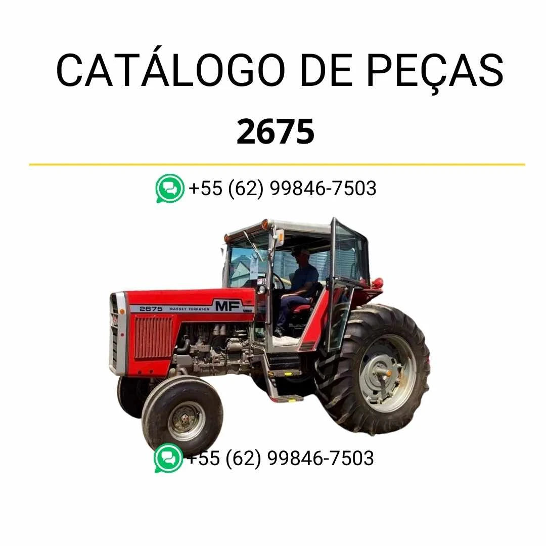 Catálogo de peças Massey Ferguson 2675 em PDF, com ilustrações técnicas detalhadas e referência completa dos componentes do trator.