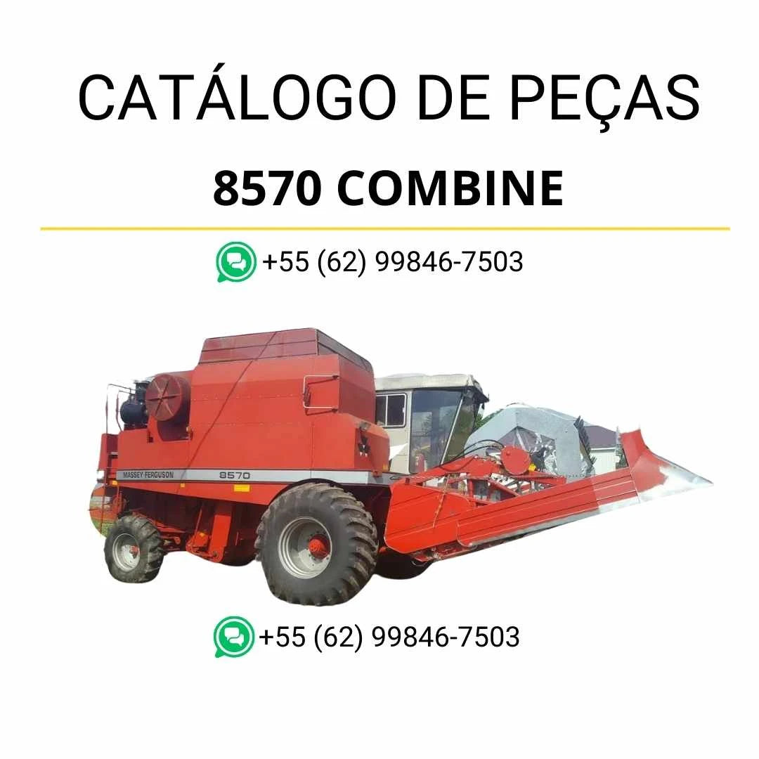 Catálogo de peças Massey Ferguson 8570 Combine Colheitadeira em PDF, com vistas explodidas, identificação de componentes e detalhes técnicos completos.