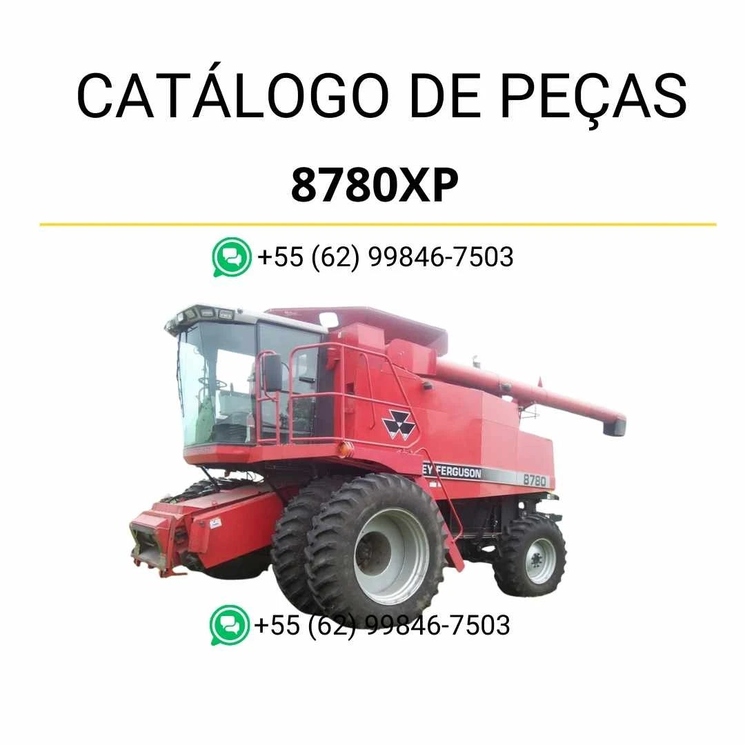 Catálogo de peças Massey Ferguson 8780 e 8780XP Combine em PDF, com ilustrações técnicas e identificação detalhada de componentes originais.