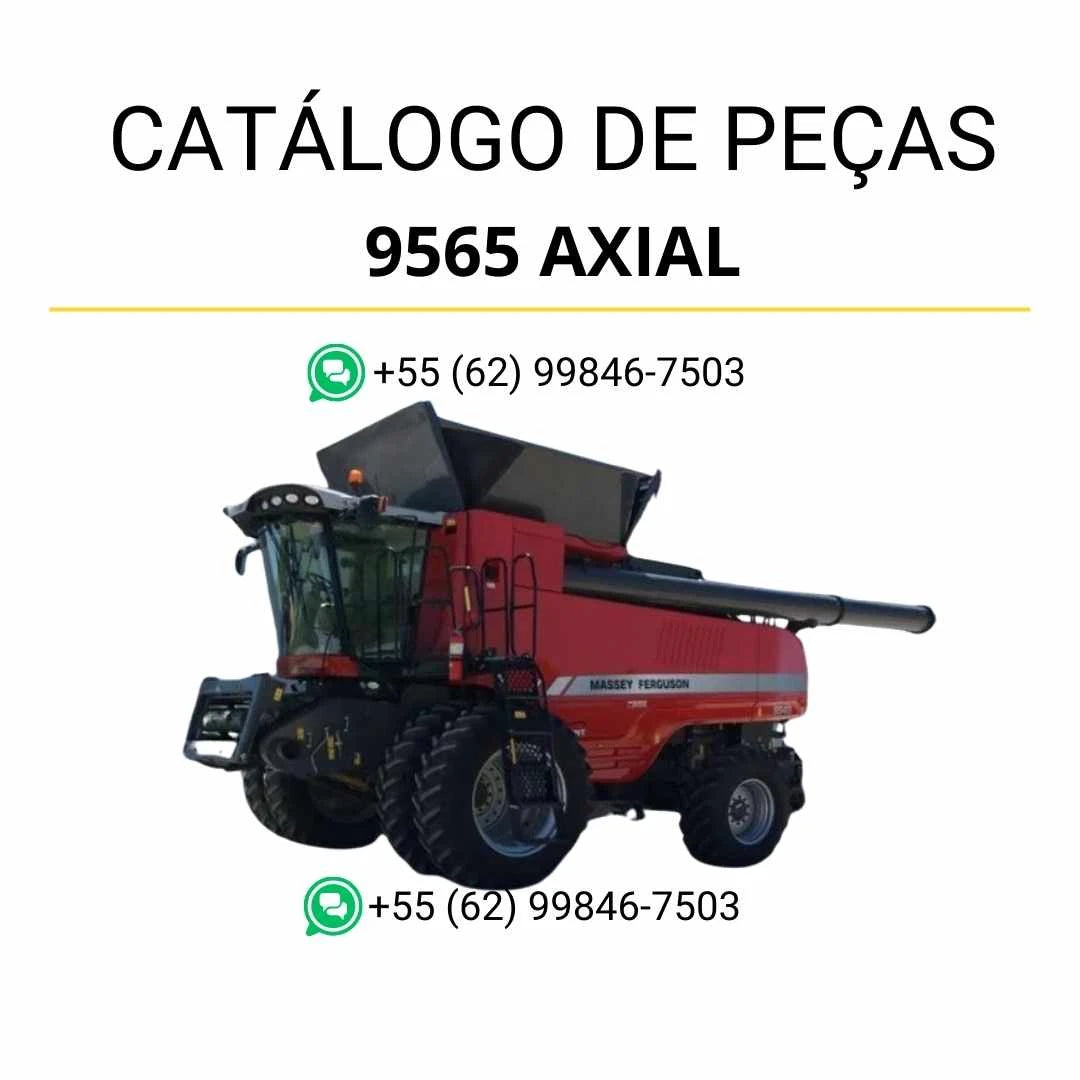 Catálogo de peças Massey Ferguson 9545 e 9565 Axial Combine em PDF, com ilustrações técnicas detalhadas e componentes originais.