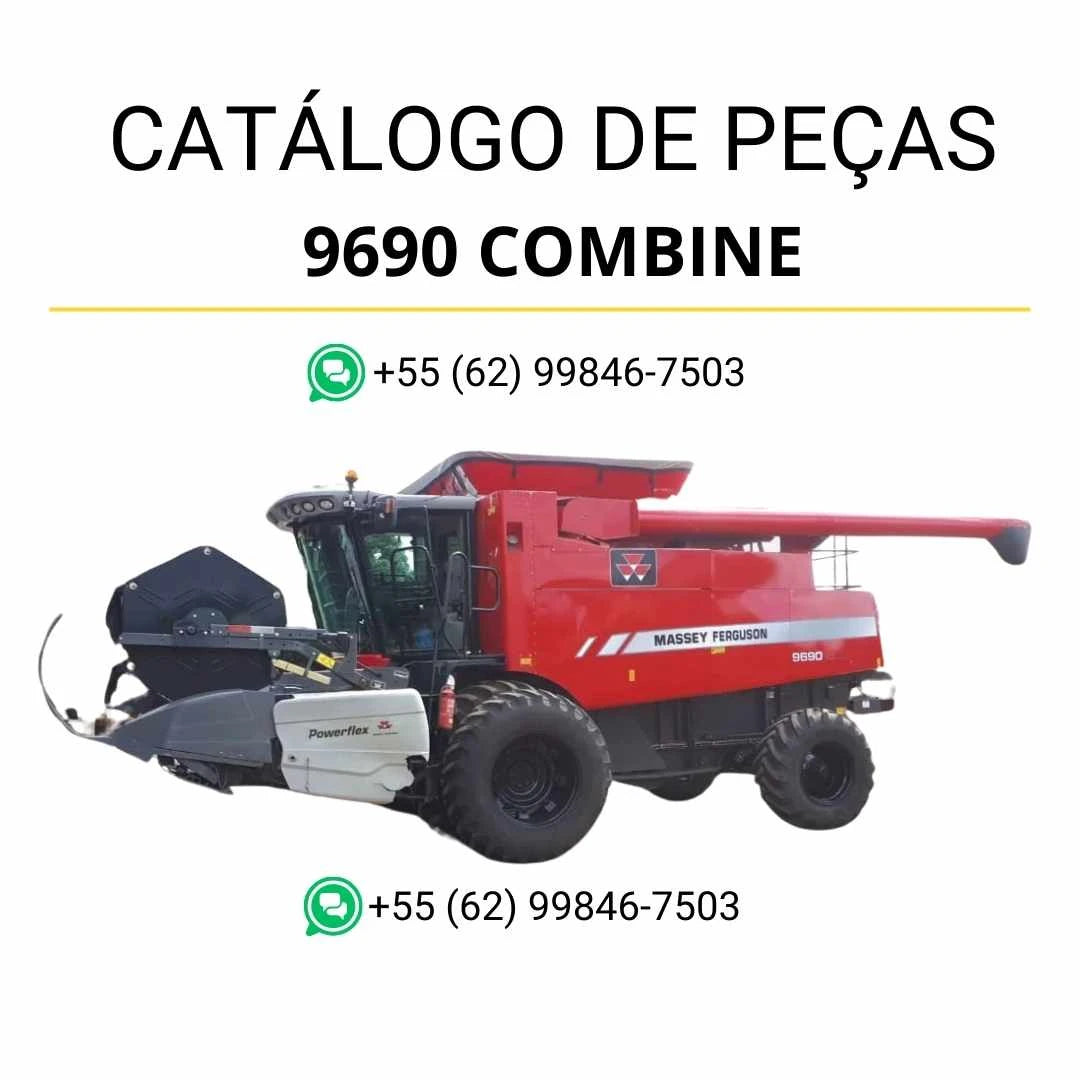 Catálogo de peças Massey Ferguson 9690 Combine Colheitadeira em PDF, com ilustrações técnicas completas e componentes originais detalhados.